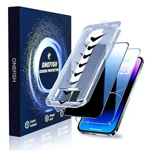 [2 Pack]One Fish Screen Protector for iPhone,Samsung, 8K-HD/28°Anti-peeping, Dust-Free, Bubble-Free, Easy Auto-Align Install Kit, Anti-Fingerprint, Shockproof,Anti-Shatter,Case Friendly.