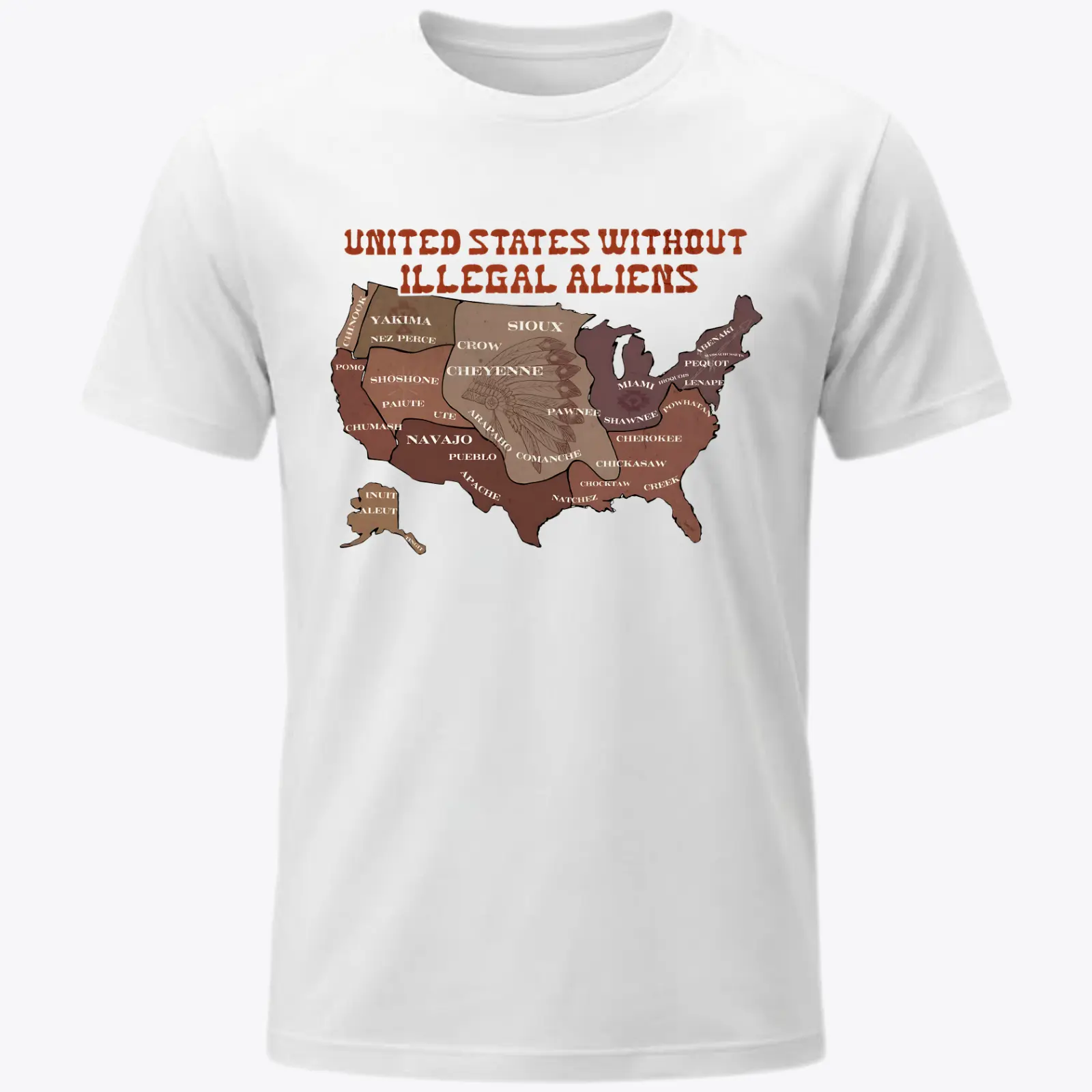 Men's Short-Sleeve Fitted T-Shirt - United States Native American Tribal Brown Map Artwork, Indigenous Heritage Statement Casual Top, Cultural Awareness Gift, Shortsleeve, Graphic Print