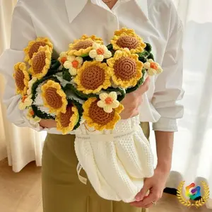 Pastoral Plants Flowers Sunflower Lily of the Valley Rose Handmade Blanket Office Rest Home Decoration