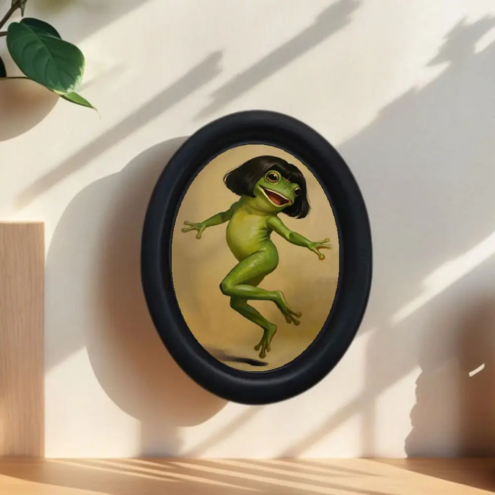Vintage Art Dancing Frog Girl Wall Decor, Super Cute Decoration, Wall Art Painting, Decorative Wall Art, Perfect for Halloween Christmas Thanksgiving Home Office Decoration, Room Accent Piece, Decoration Items