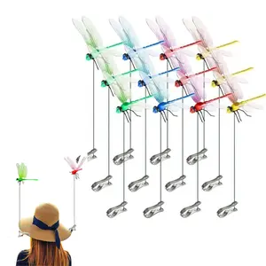 4/12 Outdoor Fake Dragonfly Rod Clip, Garden Metal Dragonfly Clip.Natural Organic Concept, 3D Dragonfly Garden Decoration, Garden Bird and Fly Scare Devices for Indoor and Outdoor Garden,Creative Home Accessories Decorative Design Mosquito repellent Blue