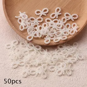 The bow knot, an ivory-white hair ring decoration, is suitable for homemade wedding hair accessories, daily decoration, homemade hair clips jewelry, and the hair clip accessories materials needed for DIY projects, Bead Assortment, Bead Set
