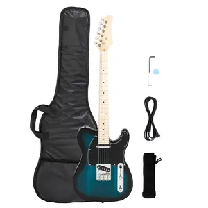 Maple Fingerboard GTL Electric Guitar, SS Pickup, Basswood Body, Full-Size Beginner Guitar with Accessories, Blue Finish