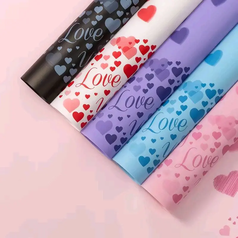 Flower Wrapping Paper 20 Sheets - Heart-shaped Solid Colored Waterproof paper for Supplies Decorative Desing