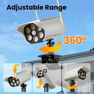 Solar Powered Motion Sensor Security Light, Adjustable Angle, Fake Camera Design, Ideal for Outdoor, Yard, Warehouse, Emergency Use