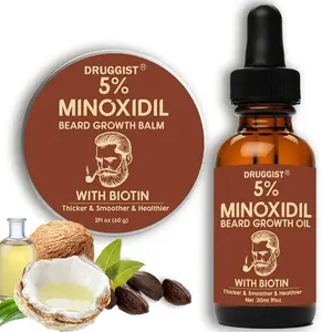 DRUGGIST 5% minoxidil beard growth balm and oil,Promoter beard, men's facial nourishing beard growth strength