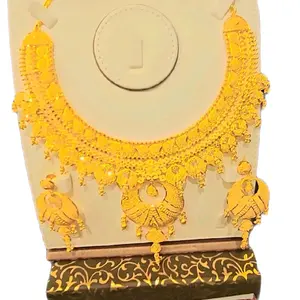 Gold Plated Necklace Set with Intricate Design and Dangling Charms for Elegant Looks