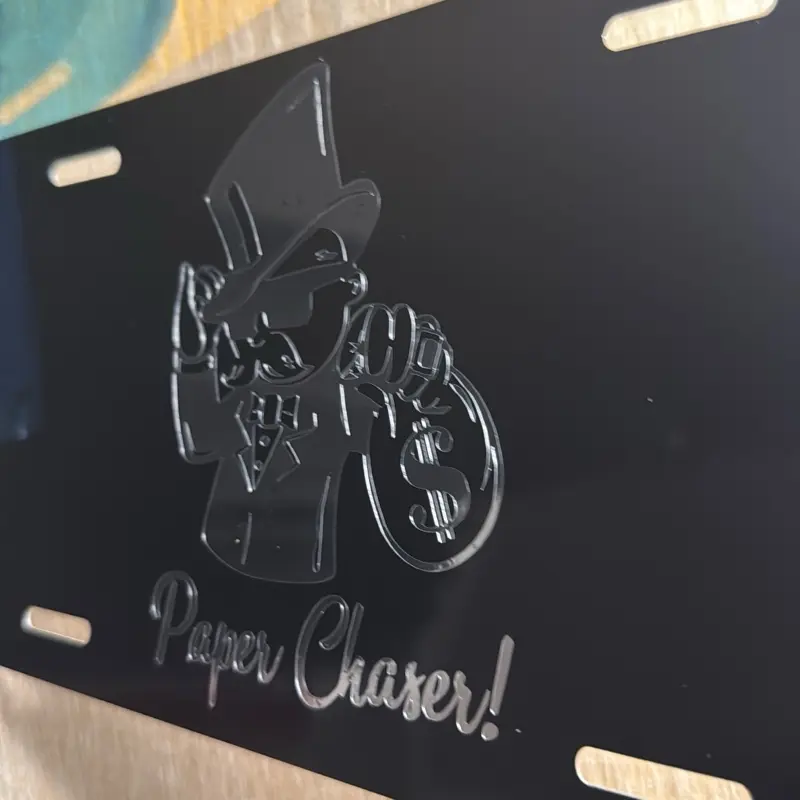 Paper chaser license plate, Automotive