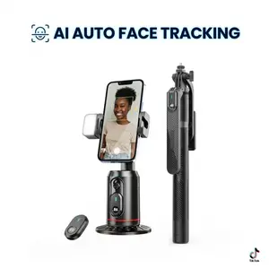 AI Auto Face Tracking Tripod Combo, 360° Rotating tracking Phone Stand with 70" Selfie Stick, LED Fill Light, Bluetooth Remote, No App Required for TikTok Live, Vlogging, Video Recording
