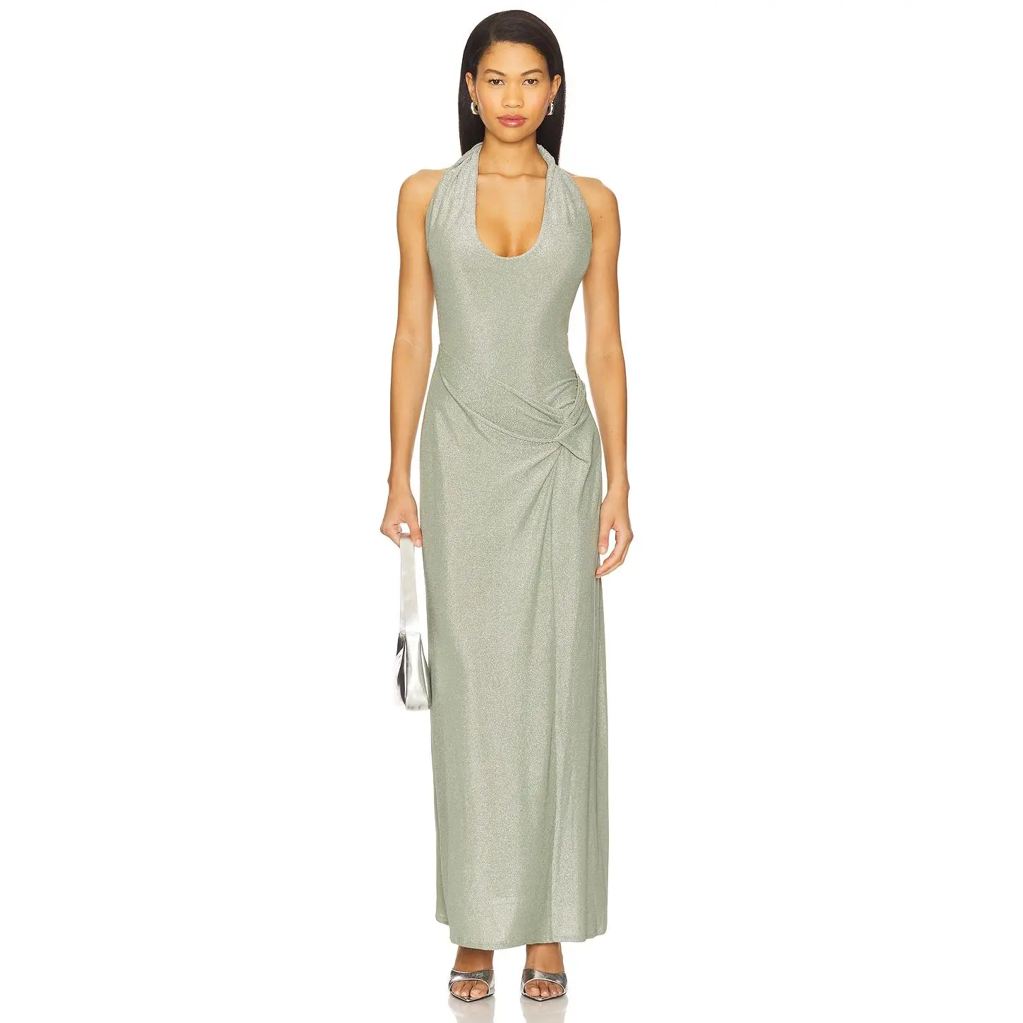 Lovers and Friends Angelina Maxi Dress in Sage Green Shine