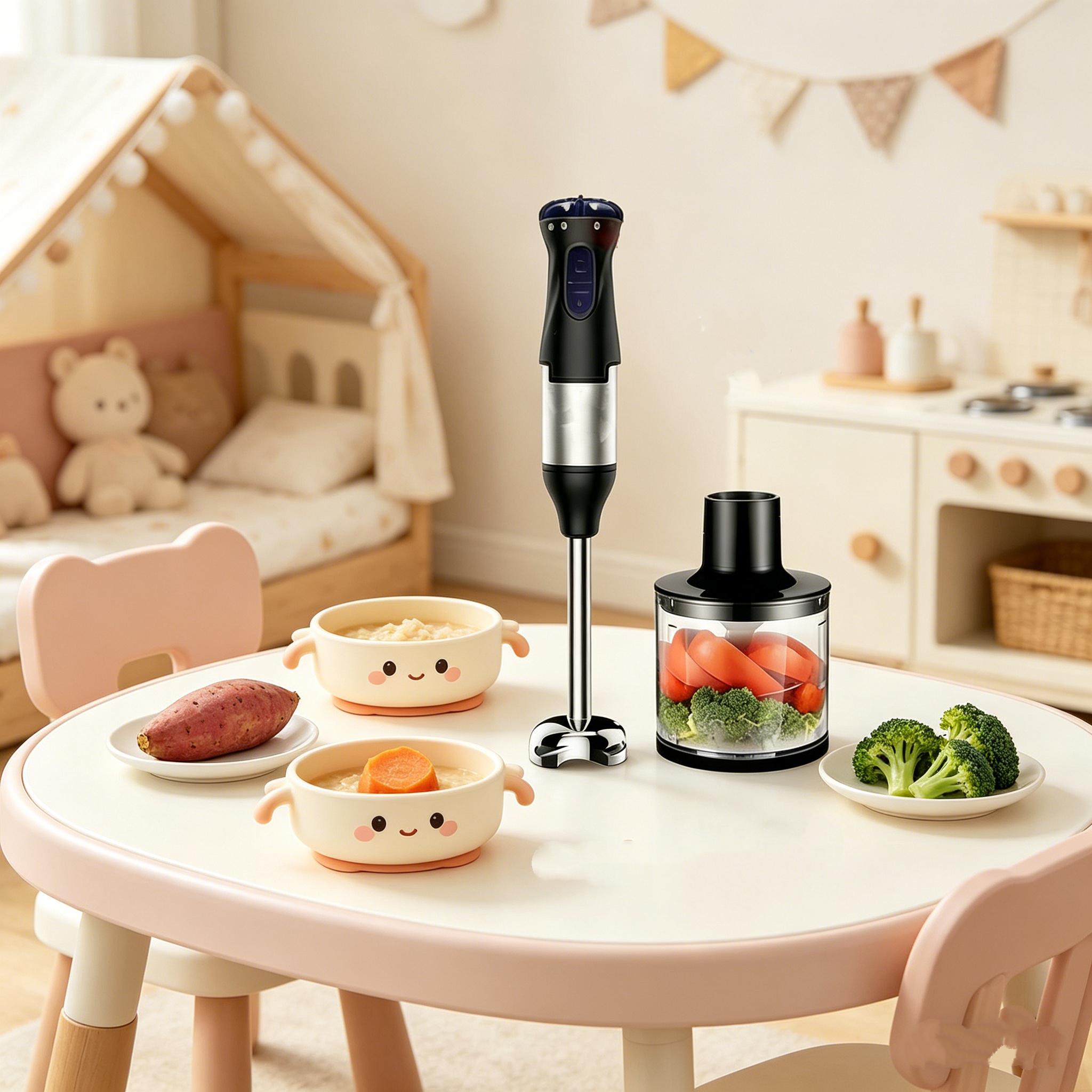 1 household four in one handheld blender, high-speed immersion blender with chopper, compact baby food machine for making smoothies, soups, puree, and daily meals