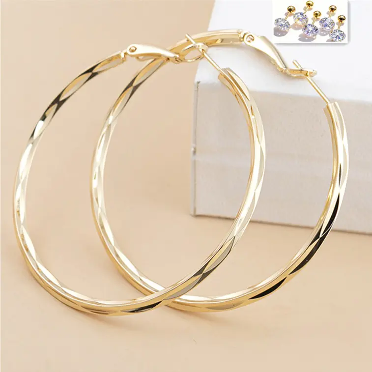 Women's Vintage-Inspired Chunky Pearl Hoop Earrings & 5-Piece Ear Studs - 4.5cm Round Freshwater, Lightweight Hypoallergenic, Chunky Jewelry, Unisex, Elegant, Daily, Easy to Wear, Adults' Gift, Free Gift Included