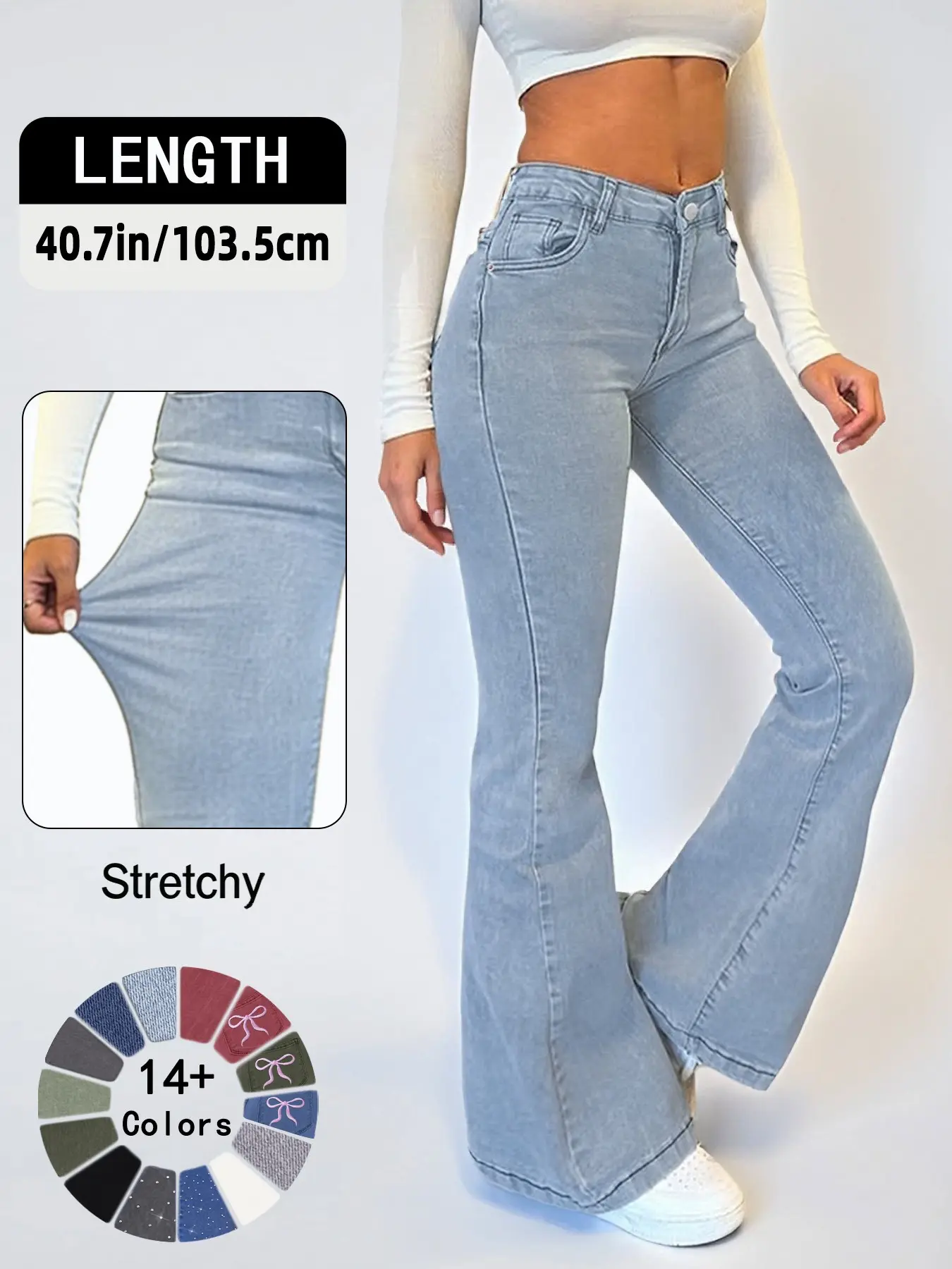 Women's GILIPUR Y2K High Waist Denim Pants, High Rise Fitted Flare Leg Jeans, Casual Button Fly Pocket Design Bell Bottom Jeans, Women's Bottoms for Daily Wear, Streetwear Jeans for Spring and Summer, Button Front Jeans