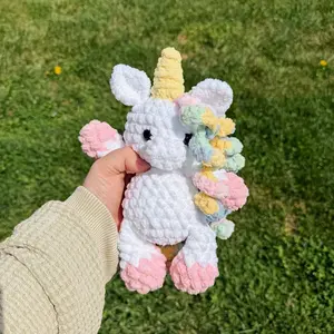 lula the unicorn plush toy, amigurumi, low sew, mythical