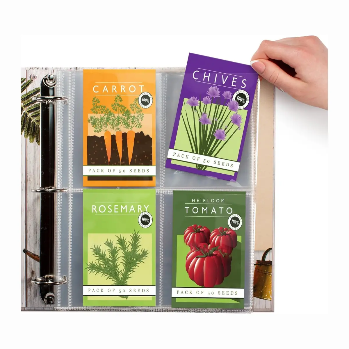 Seed Storage Organizer Sleeves 50 Pack 200 Pockets Clear Seed Binder Pages