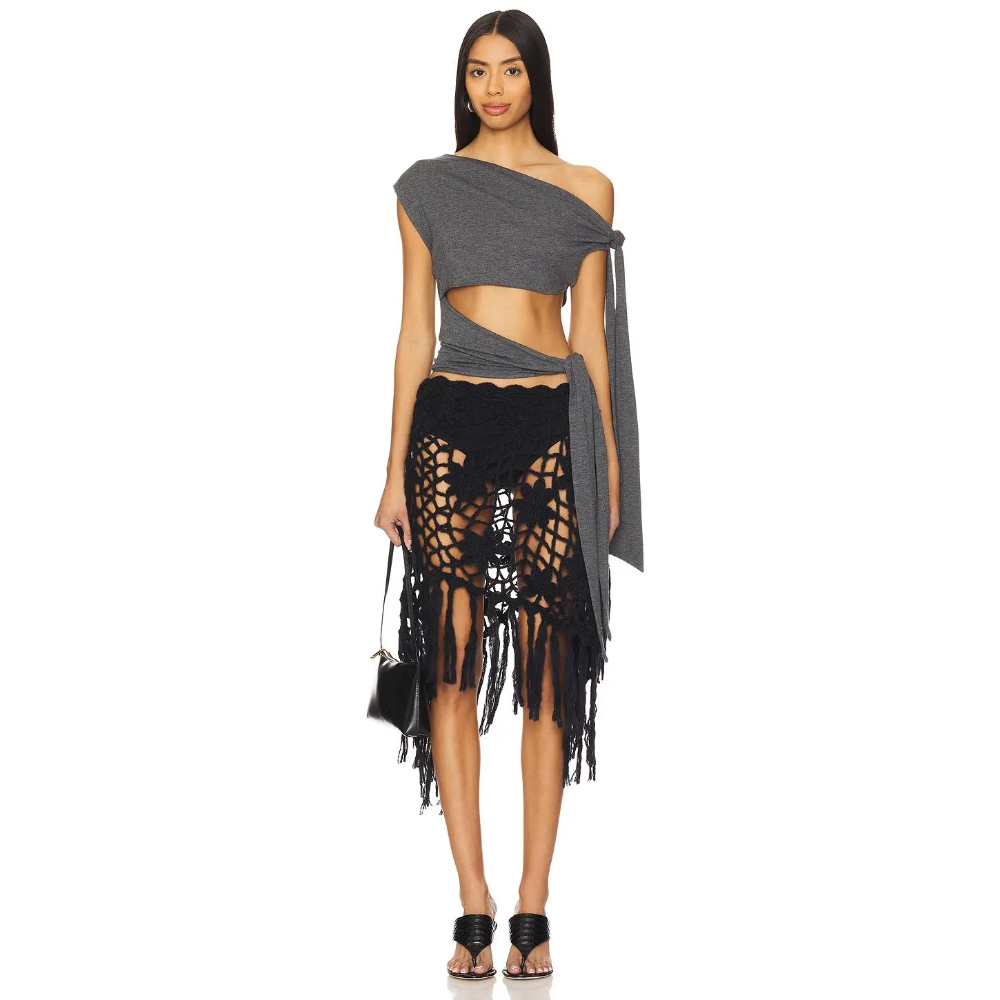 Jaded London Double Knotted Top in Grey