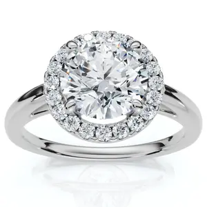 Certified 1 3/4Ct Halo Round Cut Diamond Engagement Ring 14k Gold Lab Grown