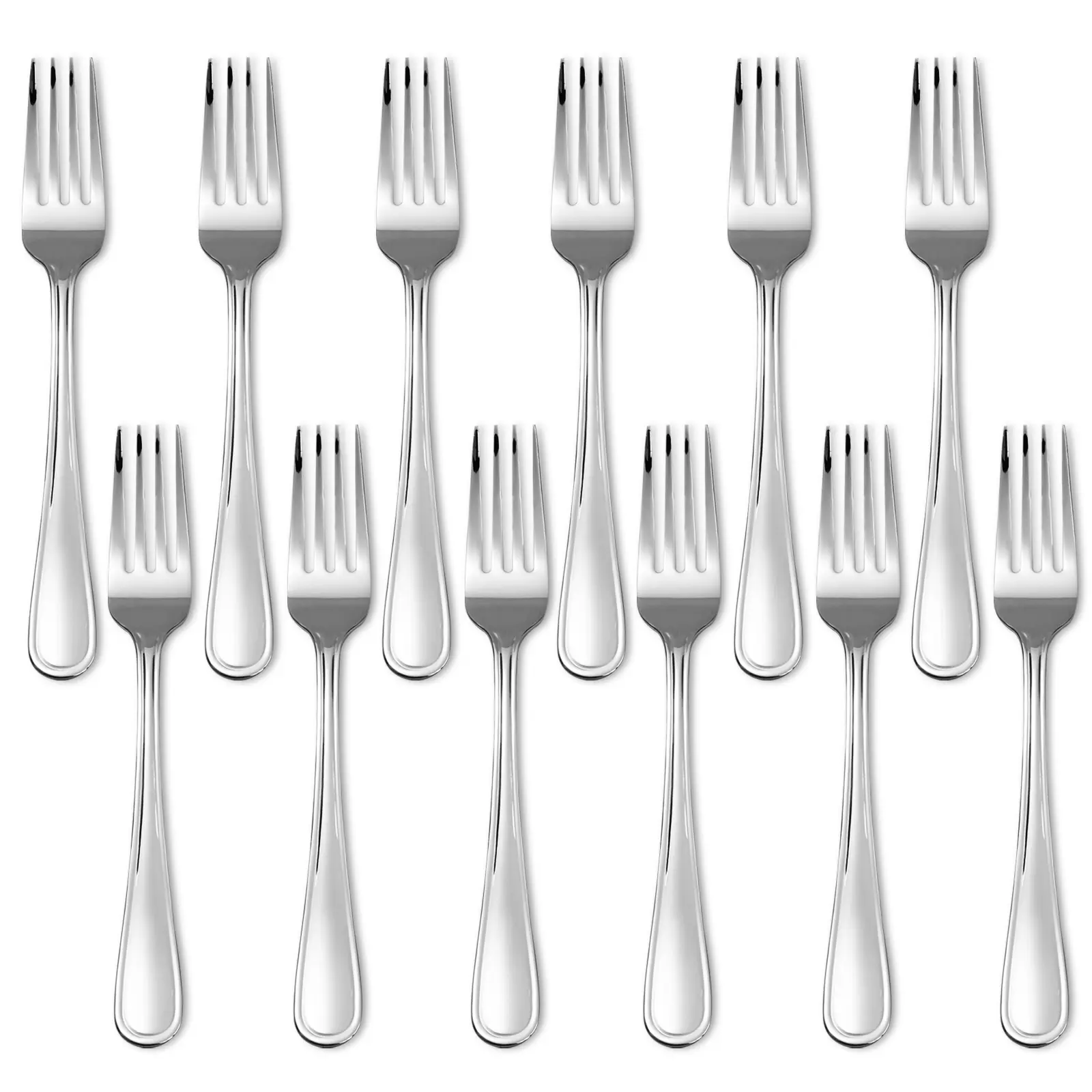 12-Piece Stainless Steel Serving Dinner Forks Set, Ergonomic Shape Utensils, Durable Cutlery Tableware for Casual & Formal Dining Settings