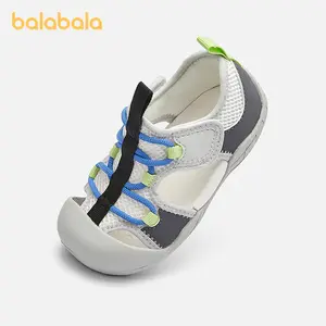 Balabala Boys' No-Heel Closed-Toe Synthetic Summer Sandals - Lightweight Casual Walking Footwear, Anti-Collision Toe Cap, Secure Hook-and-Loop Straps for 10-11 Years Kids