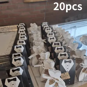 Wedding Party Supplies, 100/20 Pieces Bride Groom Suits, Shower Wedding Party Favors, Wedding Party Packaging, Most Loved Ribbon Candy Boxes