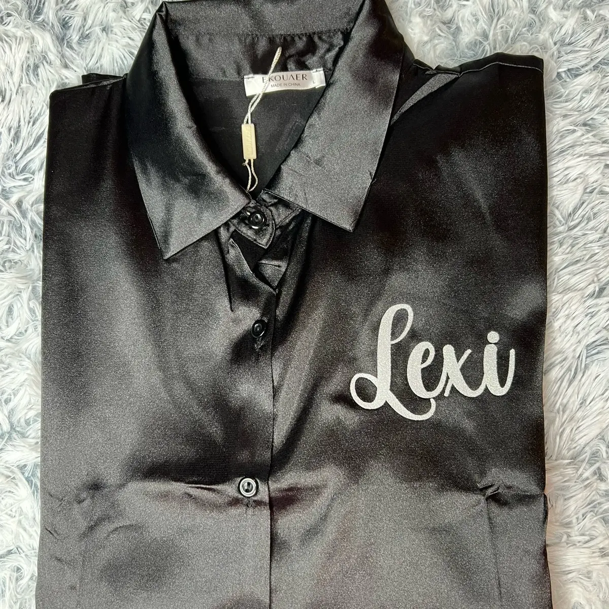 Silk Pajama Set with Custom Name - Loungewear for Women