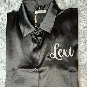 Silk Pajama Set with Custom Name - Loungewear for Women