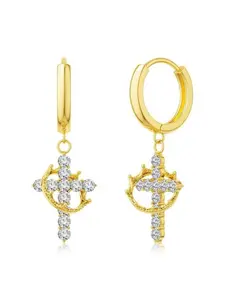 Women's Crown Cross Stainless Steel Earrings, Hypoallergenic Non-Fading Jewelry, Fashionable Christian Gift for Girls, Back-To-School Essential