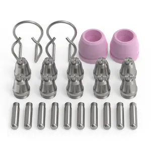 YESWELDER 24Pcs AG60 Cutting Torch Consumables Set Welding Accessory for CUT-55DS-PLUS Plasma Cutter – 0.040" Tips, Electrodes, Bracket, Shield Cups Fit AG-60, SG-55, WSD-60 Torches