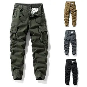 Men’s washed cargo jogger pants — high-street multi-pocket casual pants, versatile rugged-cool cargo long pants