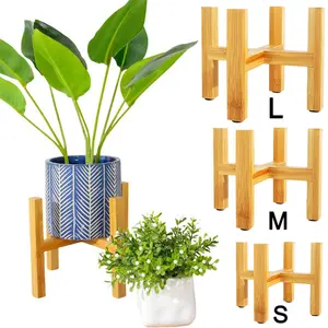 2pcs Modern Bamboo Plant Stand, Indoor Garden Decor Rack, Pot Plant Stand, Corner Plant Stands, Multiple Sizes Available, Stable & Stylish Design for Balcony/living Room/garden Corner, Garden Corner Decoration, Garden Accessories