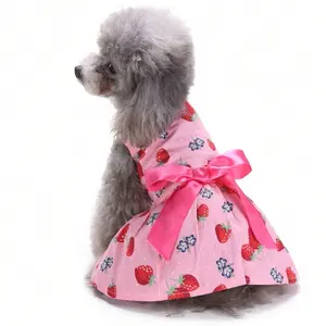 Spring Summer Pet Dress, Cool Breathable Cute Strawberry Pattern, Comfortable Dog & Cat Clothing, Stylish Animal Apparel, Clothes