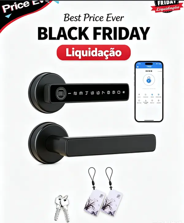 5-In-1 Biometric Smart Door Lock, Keyless Electronic Entry Lock, Tuya APP & Bluetooth Supported, Fingerprint Password Home Security Lock with Simple Installation