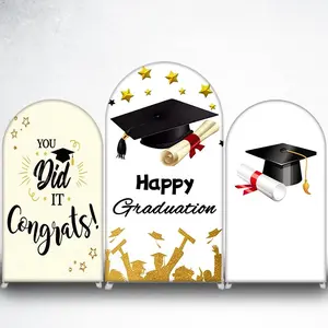 Happy Graduation Cap Arch Backdrop Cover for Graduation Party Photo Booth