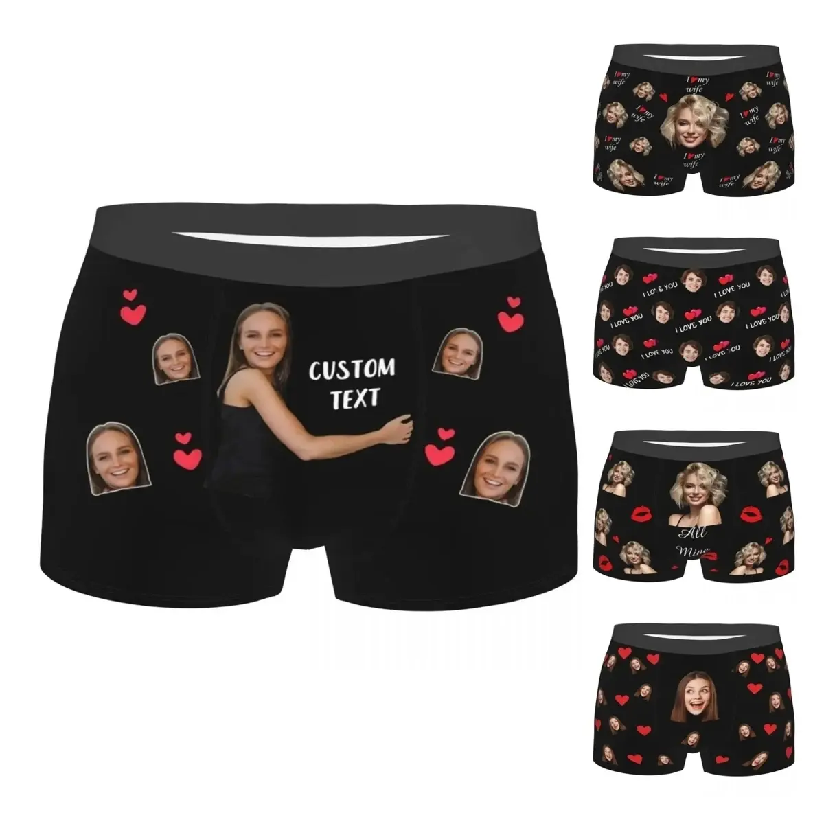 Custom Personalized Face Photo Men's Long Underwear Boxer Shorts Panties Breathable Underpants for Homme