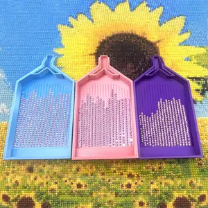 Large Diamond Painting Storage Box with Silky Tray & Prismatic Shine Lid Organizer Case for DIY Diamond Art Accessories