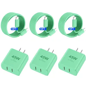 Phone 16/16 Pro/16 Pro Max/16 Plus, 15/15 Pro Fast Charging 45W Dual Port USB C Charger Block with 10ft Long Fast Charging Cord Cable for Phone 16 15 Pro Max,Pad Pro/Air, Galaxy S25/S24