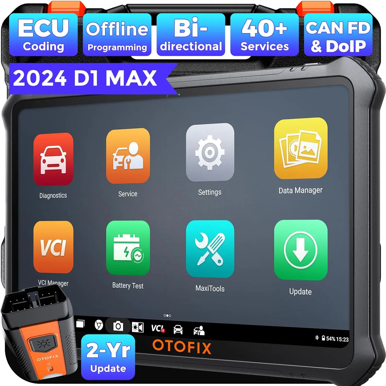 OTOFIX D1 Max Car Bi-Directional Scanner, ECU Coding, 40+ Services, Full System Diagnostics, Key Programming, DoIP & CAN FD 2-Years Free Update]