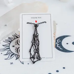 【Black】 Net Metal Bamboo Necklace Woven Pendant