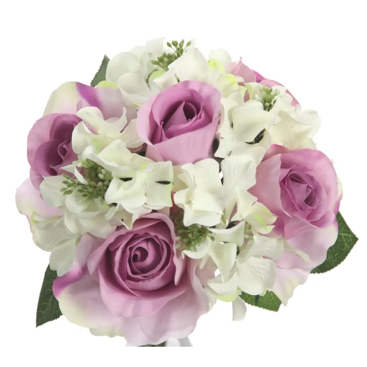 Admired By Nature GPB8359-LAV 9-Stem Synthetic Rose & Hydrangea Floral Bouquet Flowers, Lavender & Cream - Romantic Centerpiece, Flower Arrangement for Office Wedding Table Vase Display