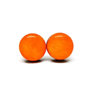 Neon Orange Stud Earrings 10 mm, Handmade by Candi Cove Designs, Posts for Sensitive Ears