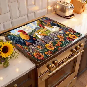 Soft Electric Stove Cover Cook Top Panel Protector Pad,Farm Chicken Pattern, Scratch-Resistant, Easy to Clean, Kitchen Counter Cover, Mother's Day Gift, Grilling Accessories