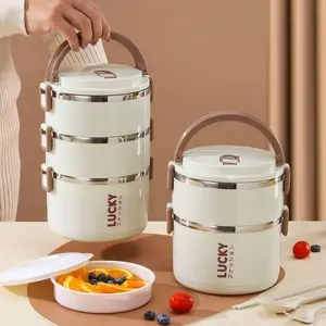 Multi-Layer Lunch Box Large Capacity Dual Layer with Lid, Stainless Steel Divided Food Container, Reusable Meal Box for Soup and Breakfast, Portable Lunch Box, Durable Lunch Box, Divided Food Storage Containers