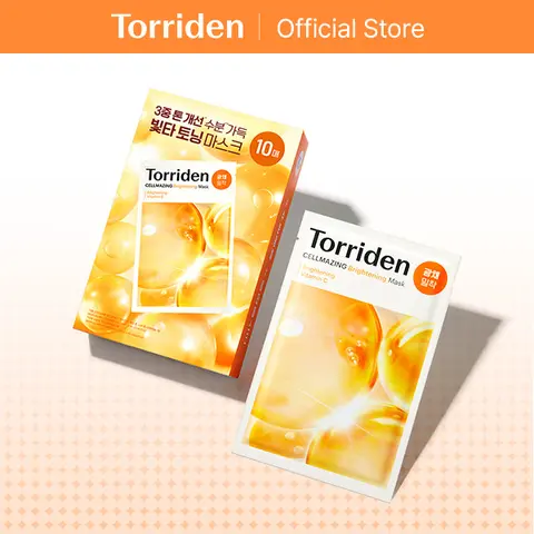 [Torriden Official] CELLMAZING Vita C Sheet Mask (10 sheets) | Radiance-Boosting Brightening Sheet Mask, Hydrating, Nourishing Dewy Skin with 5D Vitamin C