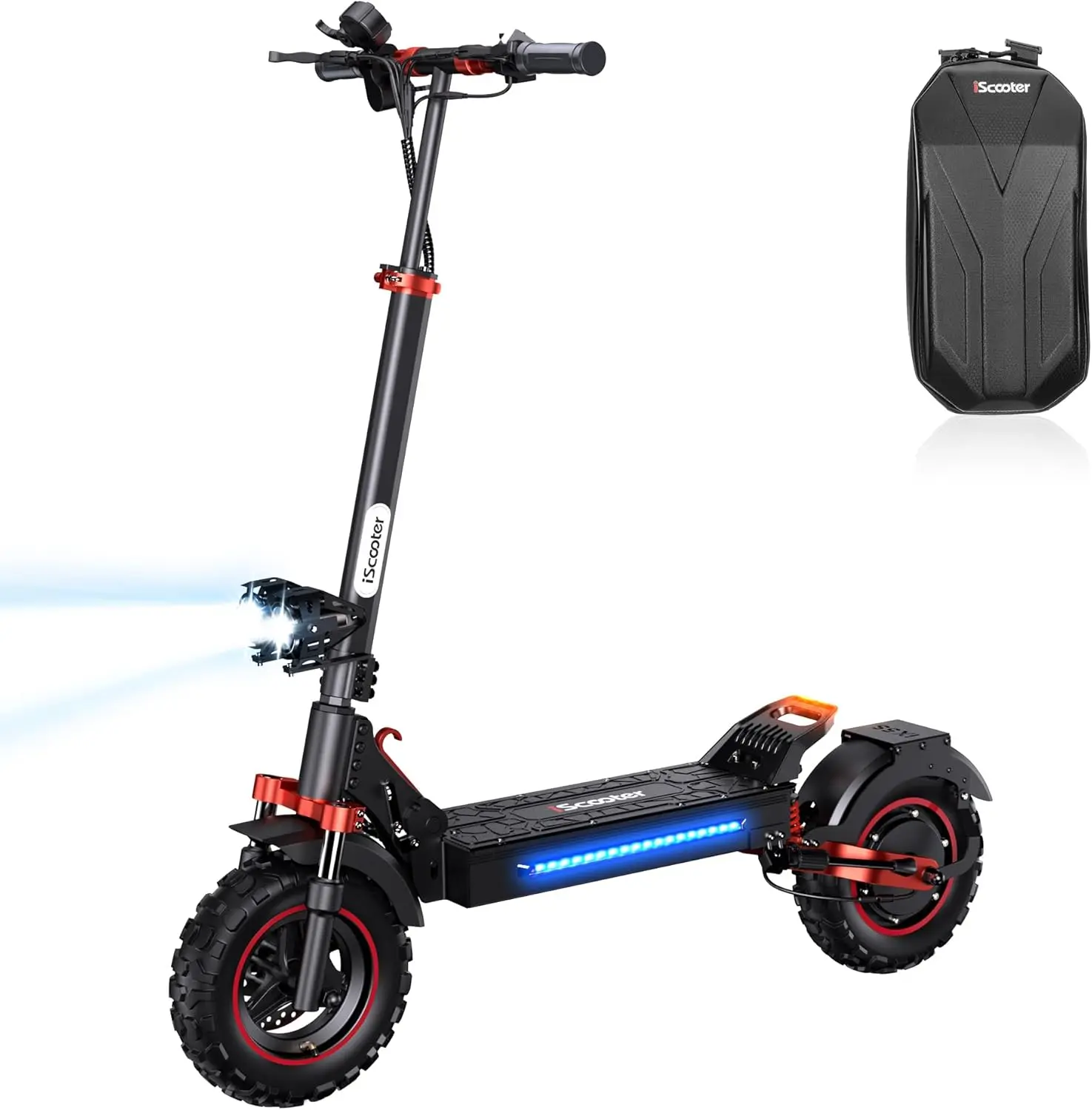 iScooter Adult Electric Scooter - 40/43/50 Mi Long Range, 28/38 MPH Top Speed, 10/11/12" Offroad Pneumatic Tires, Turn Signals, Double Braking Systems, APP Compatibility, Storage Bag