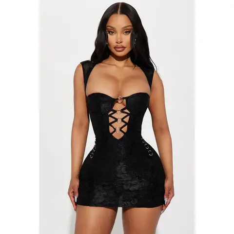 Liliana Lace Micro Mini Dress - Black