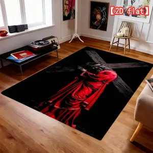 2D fiat Jesus portrait, flannel area rug, Home Decorative Rugs, suitable for living room/bedroom/entrance/office/gaming room, cozy home, affordable price, multiple sizes available