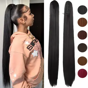 Twicebeauty Ponytail Extension 30 Inch Long Straight Ponytail Synthetic Hairpieces Fake Pony Tails Natural Soft Clip in Hair Extension ponytail for Women summerwins