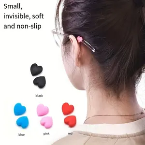 A pair of cute heart-shaped silicone glasses retainers, glasses ears, ear hooks, anti-skid retainers, glasses baffle clips, women and men