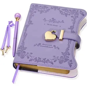 Floral Pattern Notebook with Lock & Key, 1/5 Counts Exquisite B6 Notebook with Pen, Secret Journal for Home School Dormitory Office, Travel Diary Notebook, Writing Stationery Office Supplies