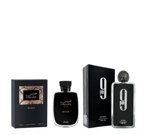 Rasasi & Afnan Perfumes | Hawas Black + 9 PM Bundle | Men's Fragrances | 3.4 oz Per Bottle | Woody - Citrus | Vanilla - Amber
